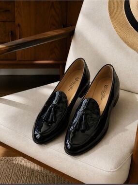 Del Toro Classic Black Patent Leather Tassel Loafers~like New ~ Size 10M